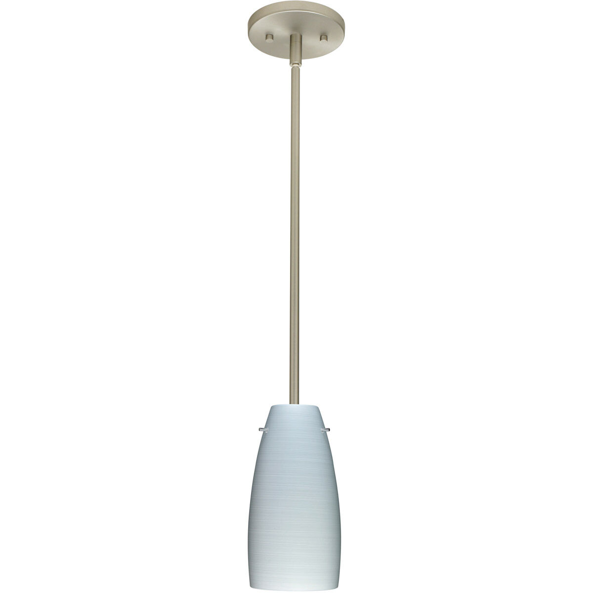 Tao 10 LED Satin Nickel Stem Pendant Ceiling Light in Chalk Glass