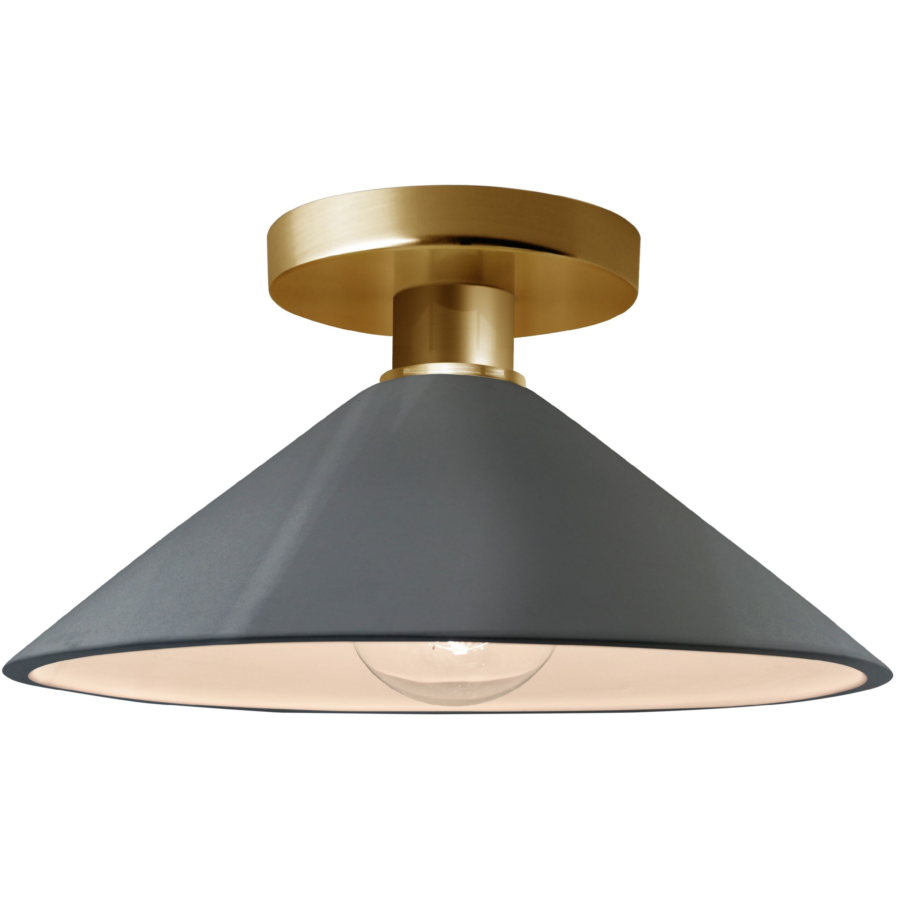 Radiance 1 Light 11.75 inch Gloss Grey and Polished Brass Semi Flush Ceiling Light