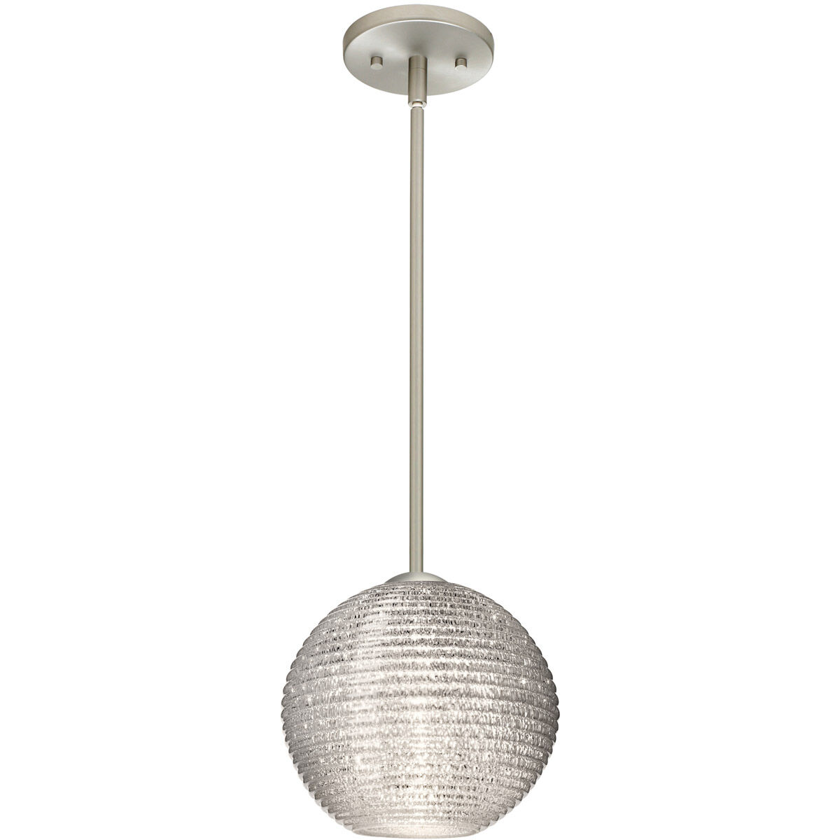 Kristall 8 1 Light Satin Nickel Stem Pendant Ceiling Light in Incandescent, Glitter Glass