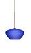 Peri 1 Light Bronze Pendant Ceiling Light in Incandescent, Blue Matte Glass