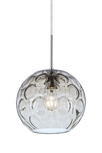 Bombay 1 Light Satin Nickel Pendant Ceiling Light in Clear Glass