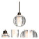 Boca 5 LED Bronze Cord Pendant Ceiling Light in Clear Bubble Glass