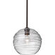 Wave 10 1 Light Bronze Stem Pendant Ceiling Light in Clear Glass