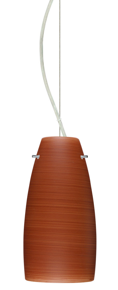 Tao 1 Light Satin Nickel Pendant Ceiling Light in Cherry Glass, Incandescent