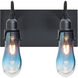 Wish 2 Light 12 inch Black Vanity Light Wall Light