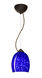 Lucia LED Bronze Pendant Ceiling Light in Blue Cloud Glass