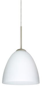 Vila LED Satin Nickel Pendant Ceiling Light in Opal Matte Glass