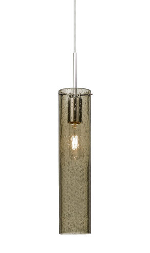 Juni 1 Light Satin Nickel Pendant Ceiling Light in Latte Bubble Glass