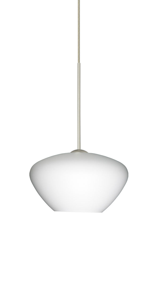 Peri LED Satin Nickel Pendant Ceiling Light in Opal Matte Glass
