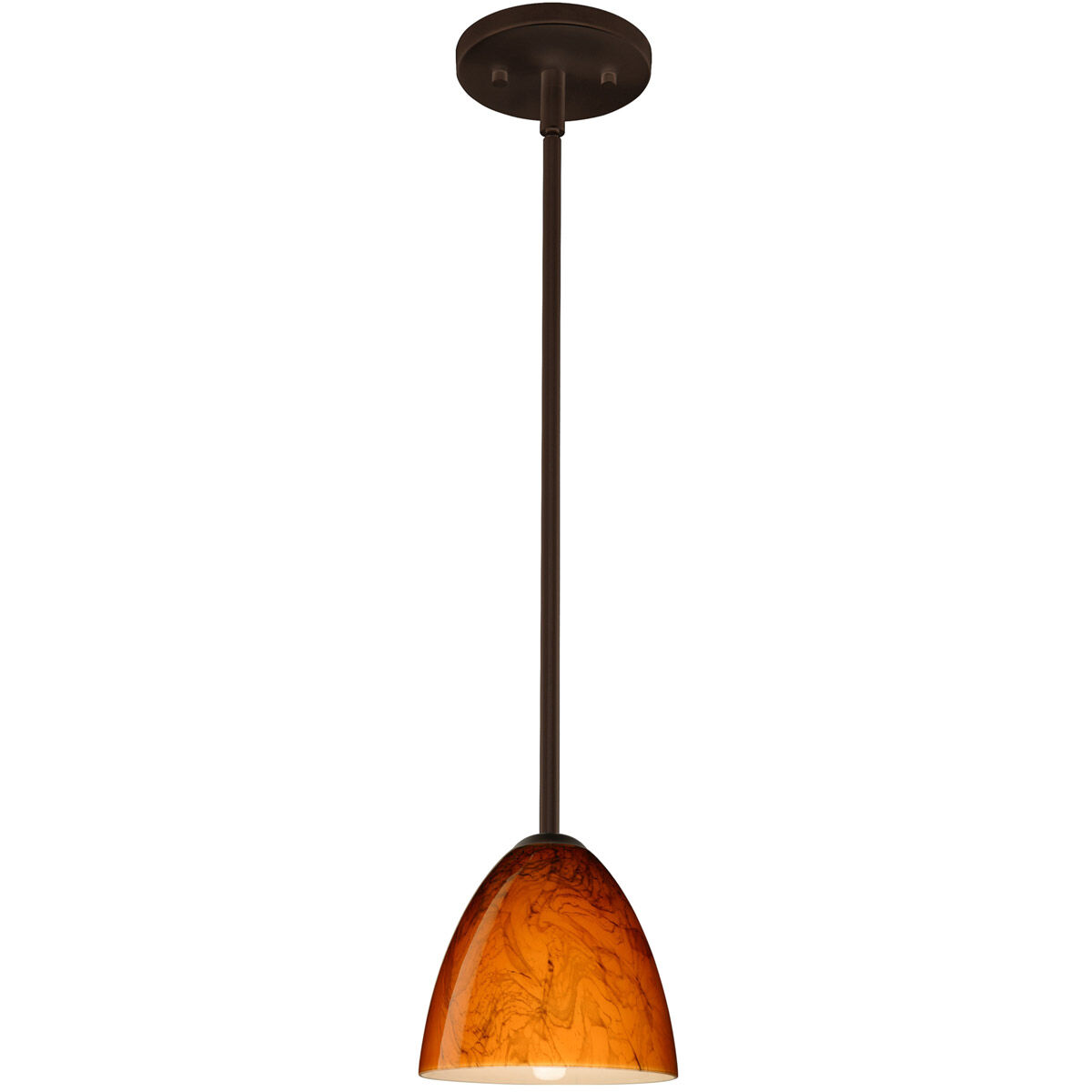 Vila 1 Light Bronze Stem Pendant Ceiling Light in Incandescent, Habanero Glass