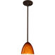 Vila 1 Light Bronze Stem Pendant Ceiling Light in Incandescent, Habanero Glass