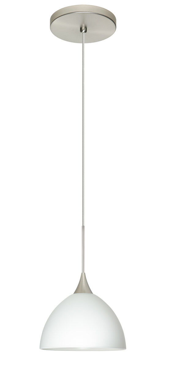 Brella LED Satin Nickel Pendant Ceiling Light in White Glass