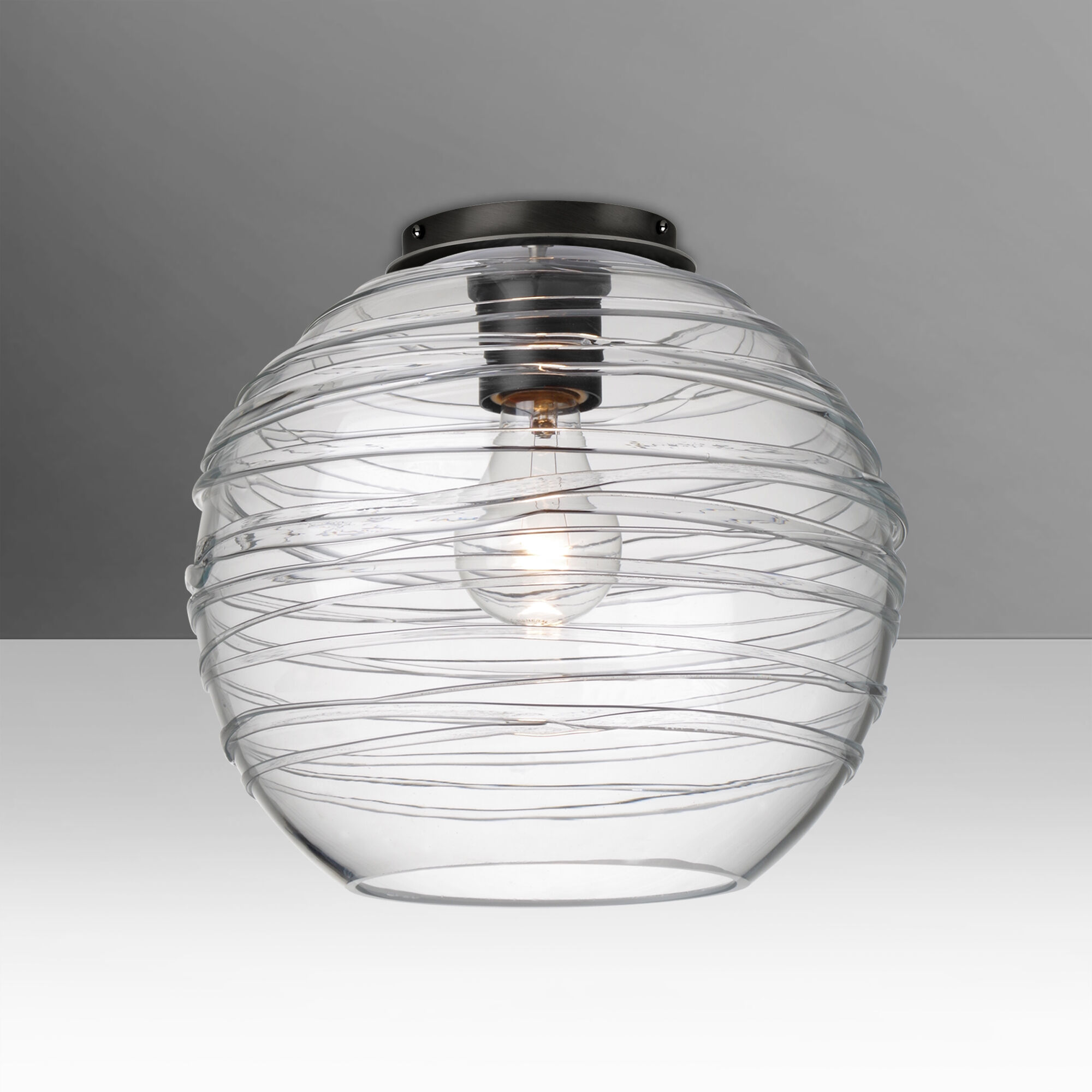 Wave 10 1 Light 10 inch Black Semi-Flush Mount Ceiling Light