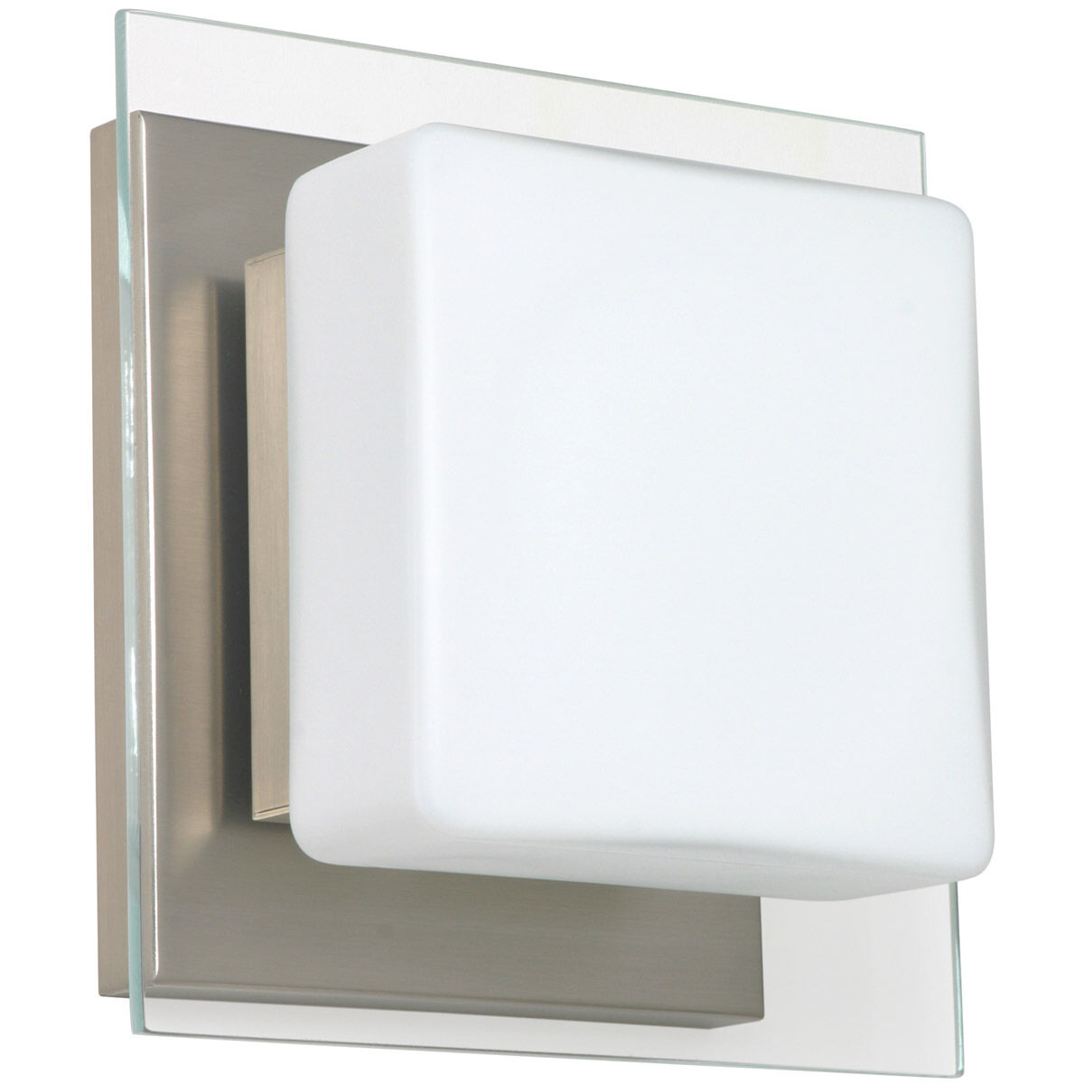Alex LED 6 inch Satin Nickel ADA Mini Sconce Wall Light in Opal/Clear Glass