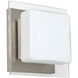 Alex LED 6 inch Satin Nickel ADA Mini Sconce Wall Light in Opal/Clear Glass