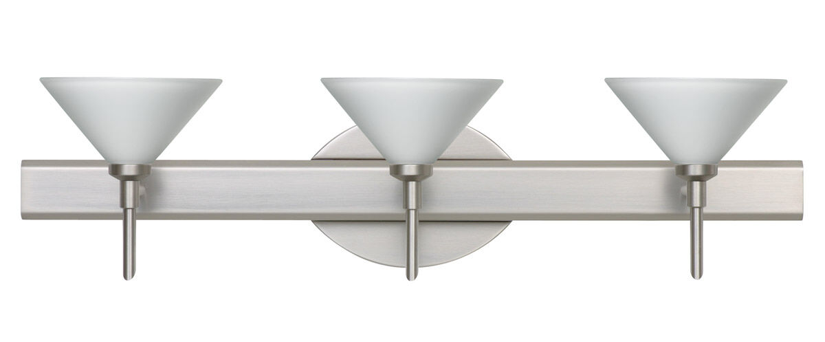Kona LED 23 inch Satin Nickel Vanity Lighting Wall Light in White Glass