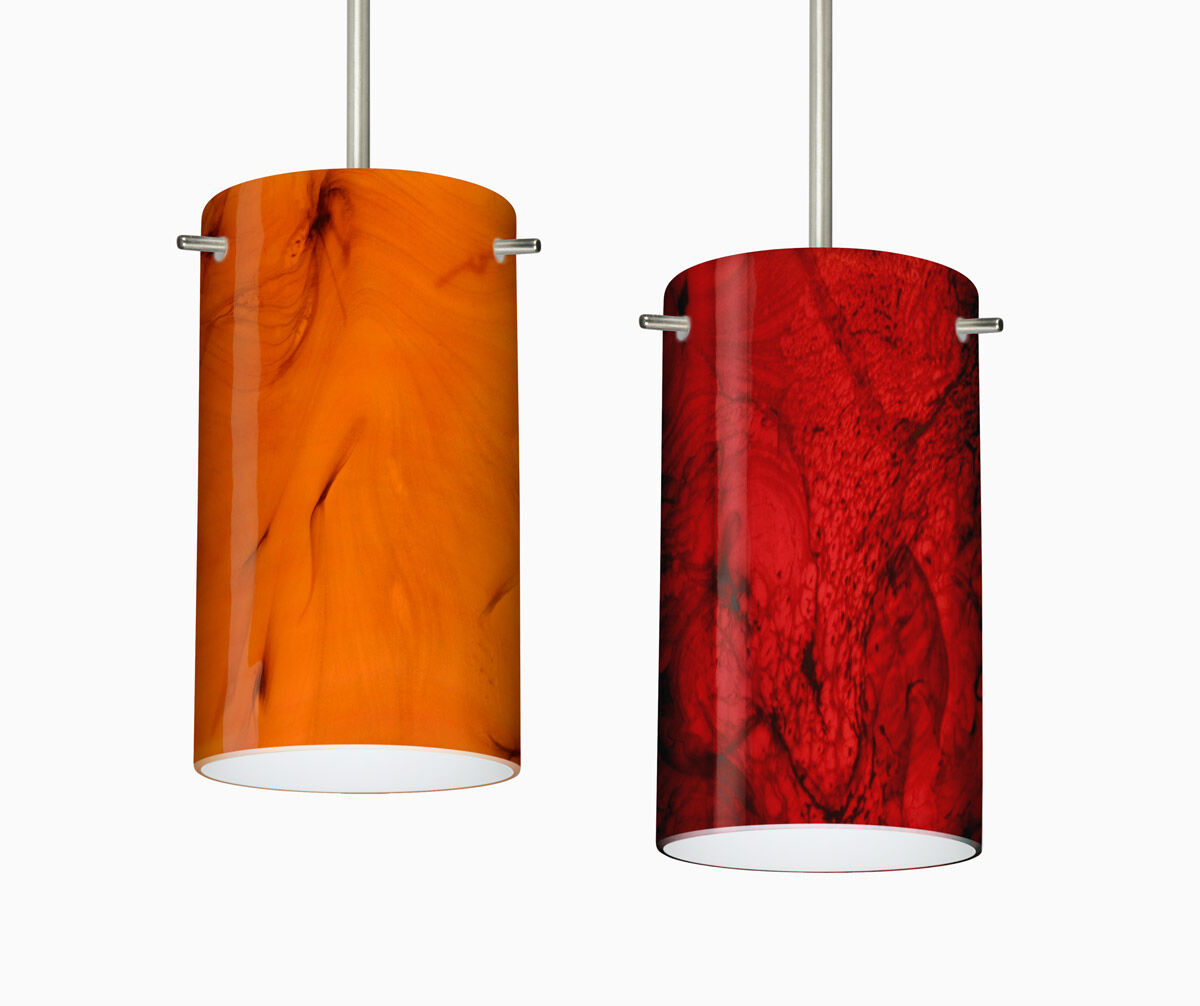 Stilo LED Satin Nickel Pendant Ceiling Light in Titan Glass