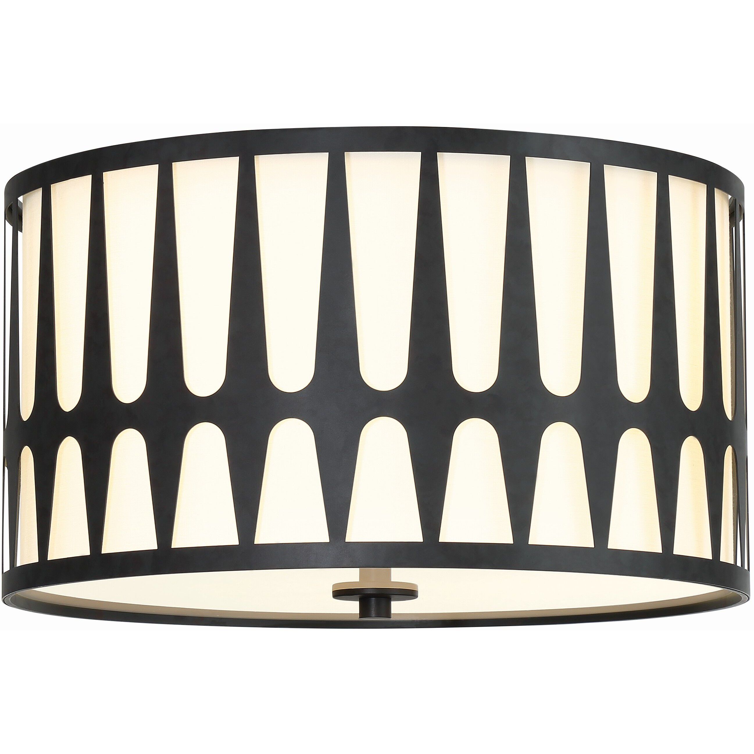 Royston 3 Light 18 inch Black Flush Ceiling Light