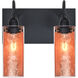 Duke 2 Light 12 inch Black Vanity Lighting Wall Light in Copper Foil Glass