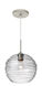 Wave 1 Light Satin Nickel Pendant Ceiling Light in Clear Wave Glass 