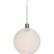Newton 1 Light Satin Nickel Pendant Ceiling Light in Milky White Glass