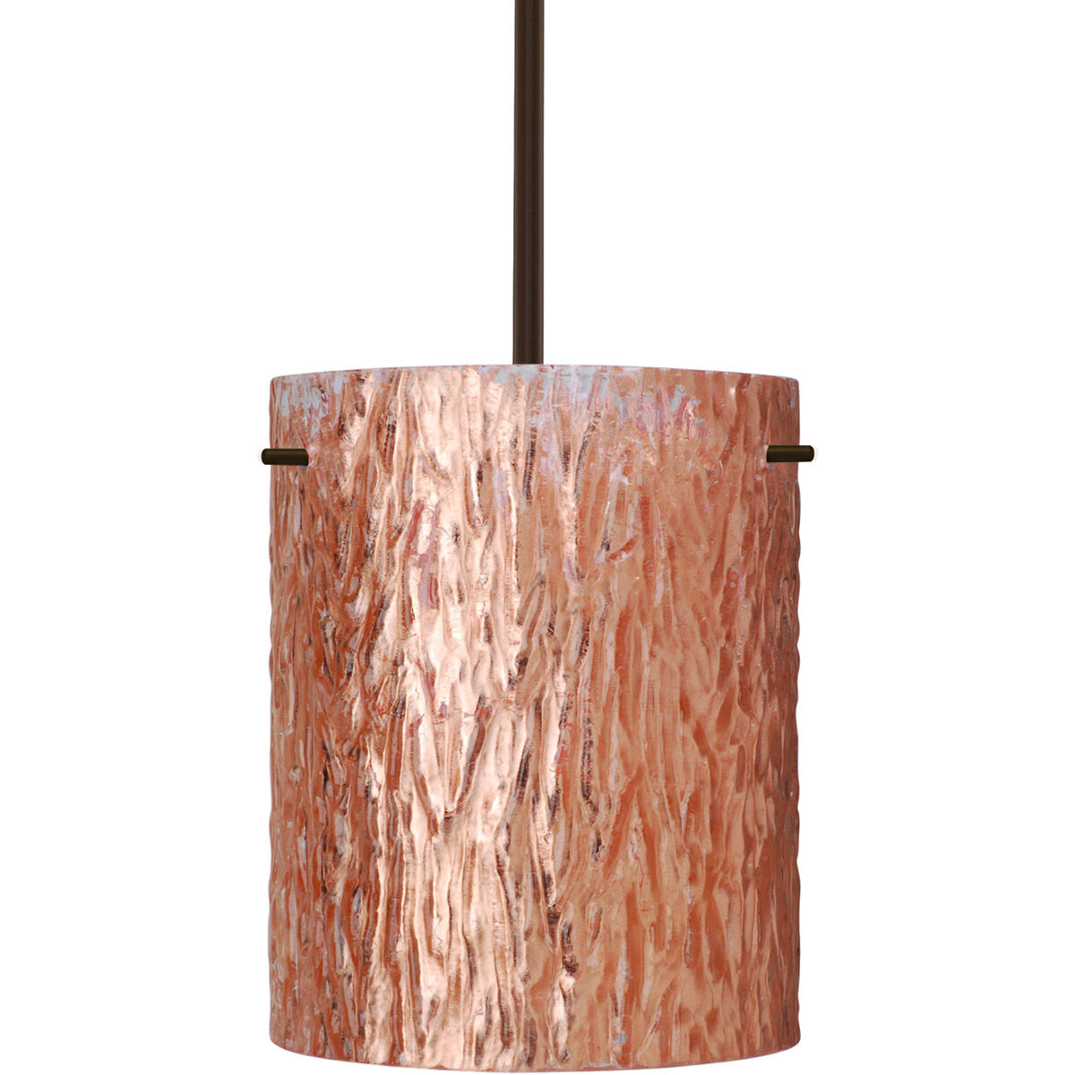 Tamburo 8 1 Light Bronze Stem Pendant Ceiling Light in Incandescent, Stone Copper Foil Glass