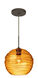 Wave 1 Light Bronze Pendant Ceiling Light in Amber Wave Glass 