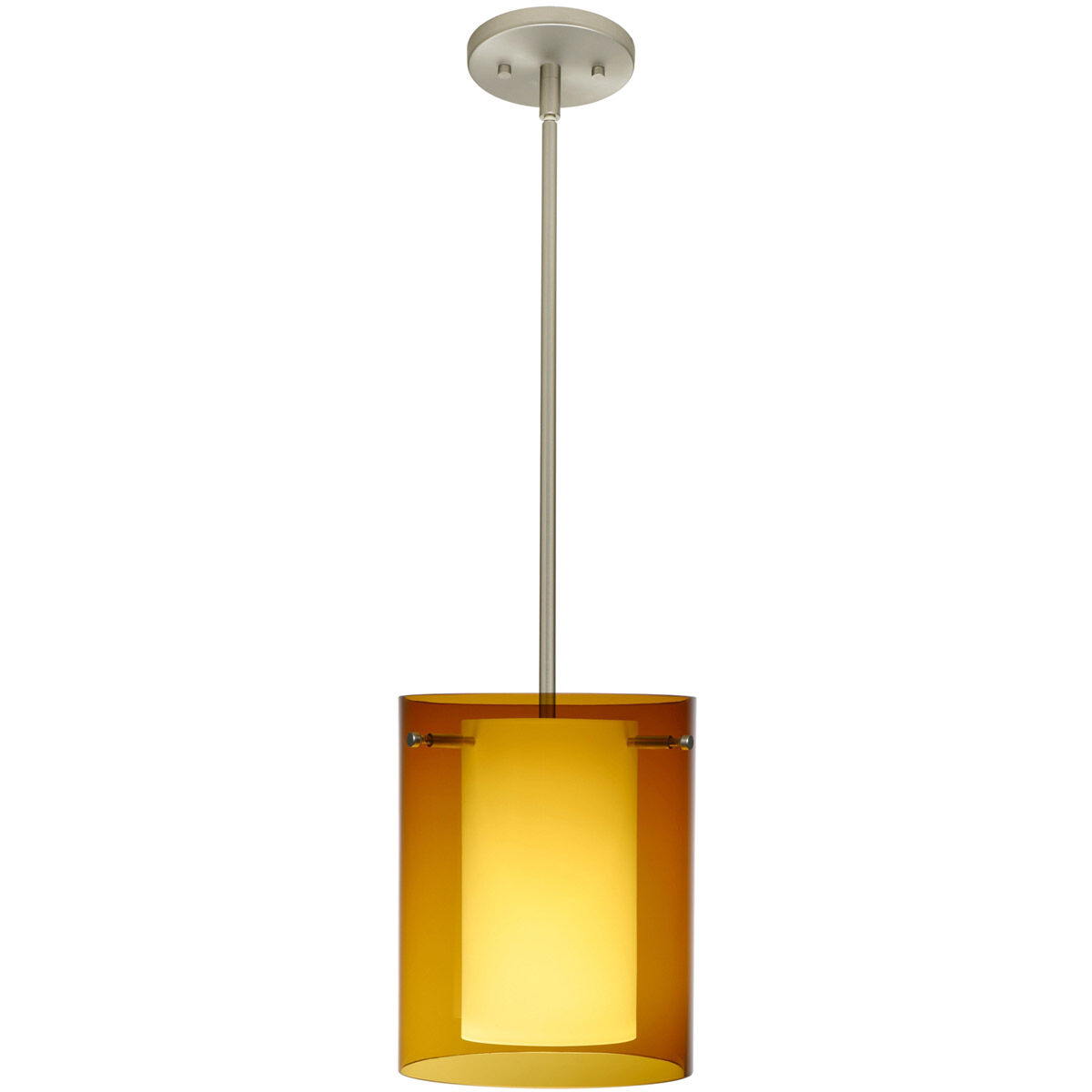 Pahu 8 1 Light Satin Nickel Stem Pendant Ceiling Light in Incandescent, Transparent Armagnac/Opal Glass