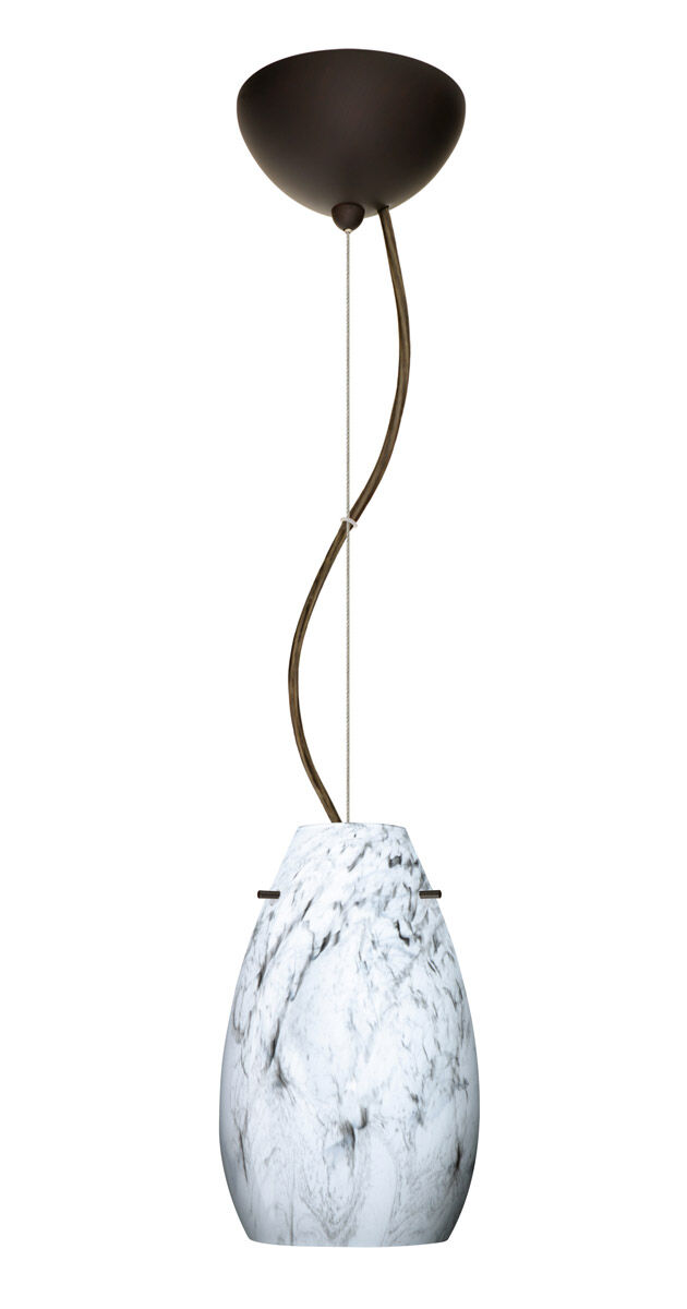 Pera 9 1 Light Bronze Pendant Ceiling Light in Incandescent, Marble Grigio Glass