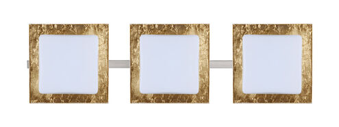Alex LED 23 inch Satin Nickel Vanity Lighting Wall Light in Opal/Gold Foil Glass