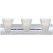 Nico 5 3 Light 22 inch Chrome Vanity Wall Light in Glitter Stone Glass, Incandescent