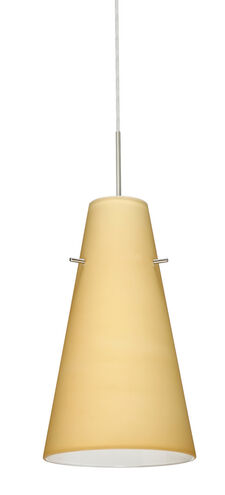Cierro LED Satin Nickel Pendant Ceiling Light in Vanilla Matte Glass