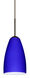 Riva 1 Light Bronze Pendant Ceiling Light in Cobalt Blue Matte Glass, Incandescent