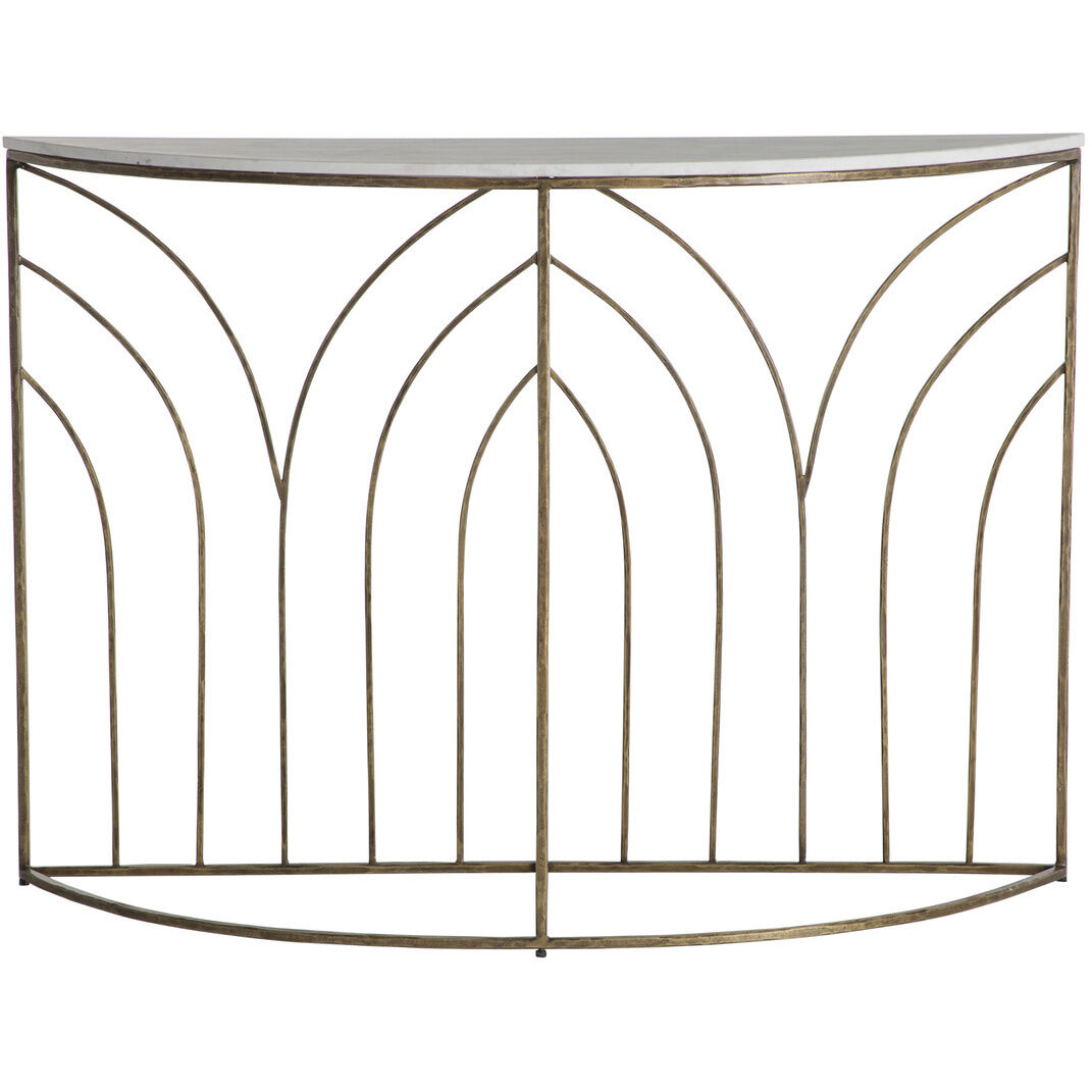 Valera 48 X 14 inch Antique Aged Brass / White Banswara Marble Console Table