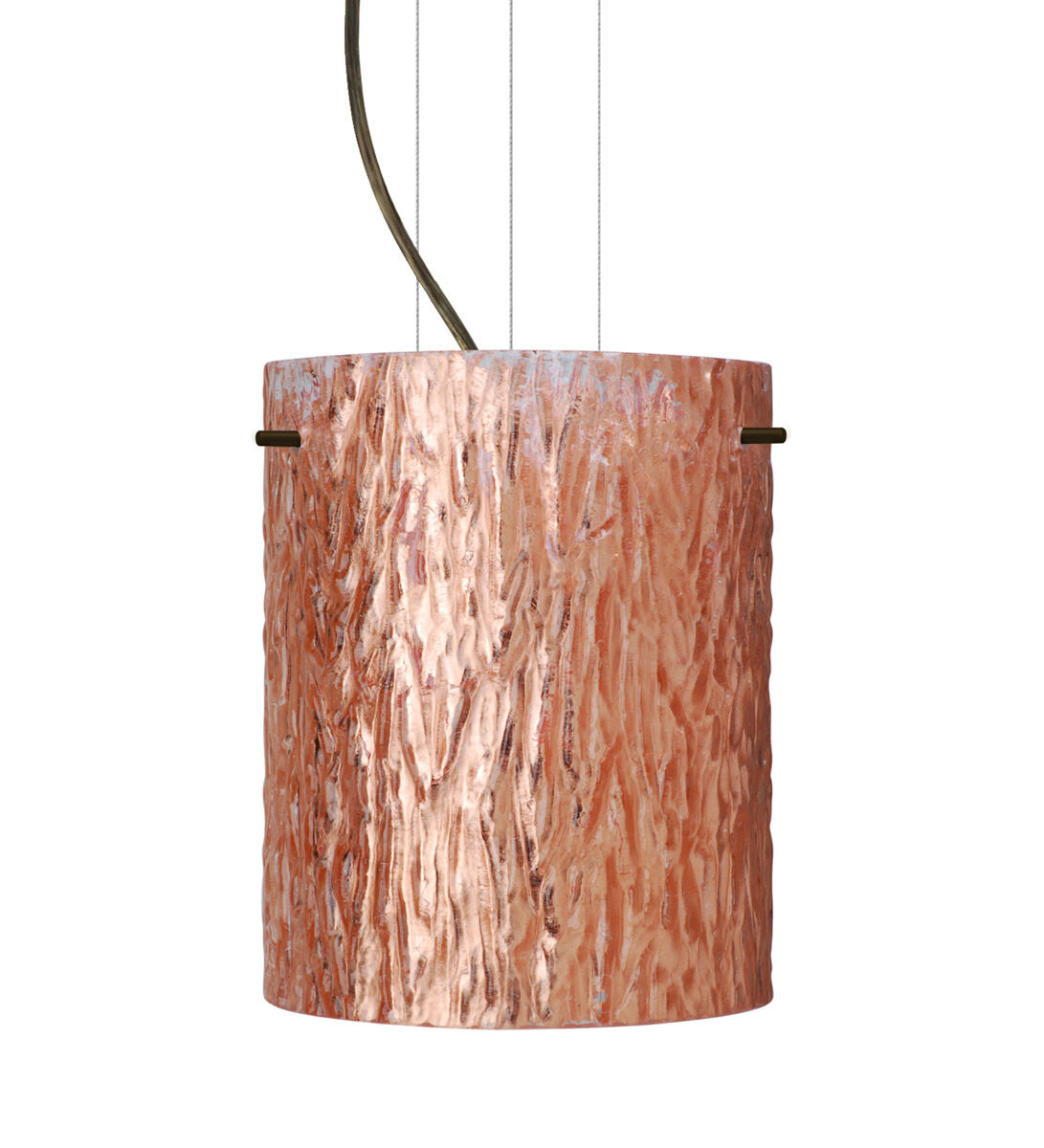 Tamburo 8 LED Bronze Pendant Ceiling Light in Stone Copper Foil Glass