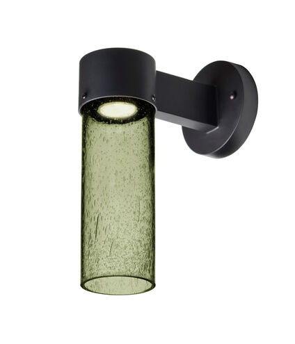 Juni LED 12 inch Black Outdoor Sconce in Moss Bubble Glass