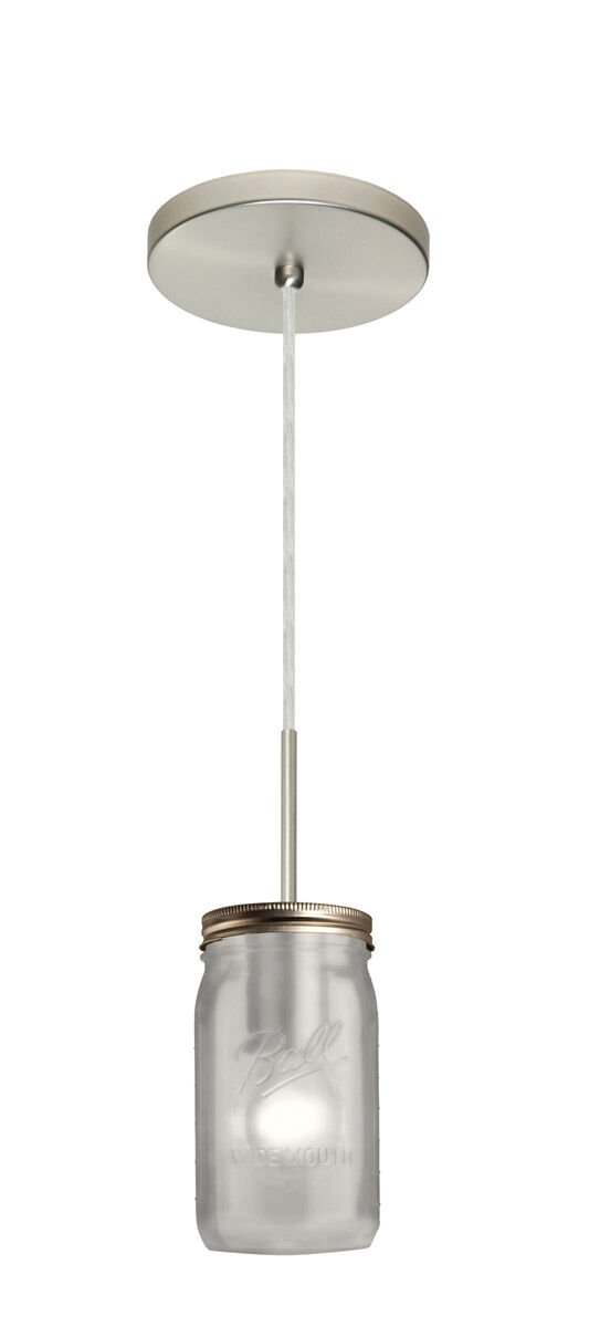 Milo 1 Light Satin Nickel Pendant Ceiling Light in White Frost Glass