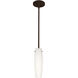 Tu Tu 1 Light Bronze Stem Pendant Ceiling Light in Opal Matte Glass