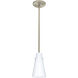 Cierro 1 Light Satin Nickel Stem Pendant Ceiling Light in Incandescent, Opal Matte Glass