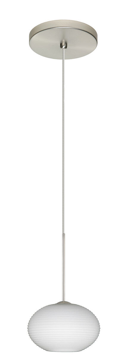 Lasso LED Satin Nickel Pendant Ceiling Light in Opal Matte Glass