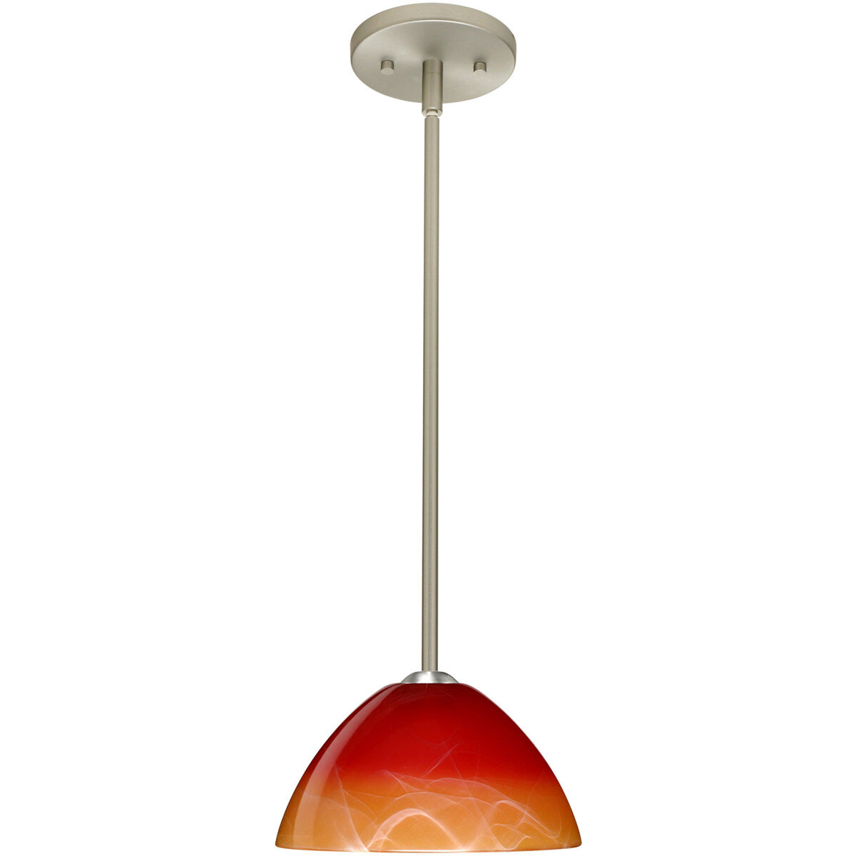 Tessa 1 Light Satin Nickel Stem Pendant Ceiling Light in Incandescent, Solare Glass