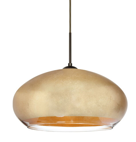 Brio LED Bronze Pendant Ceiling Light in Gold Foil Glass