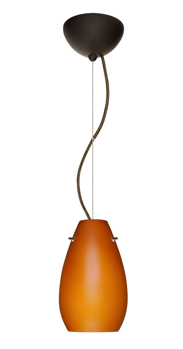 Pera 9 LED Bronze Pendant Ceiling Light in Amber Matte Glass