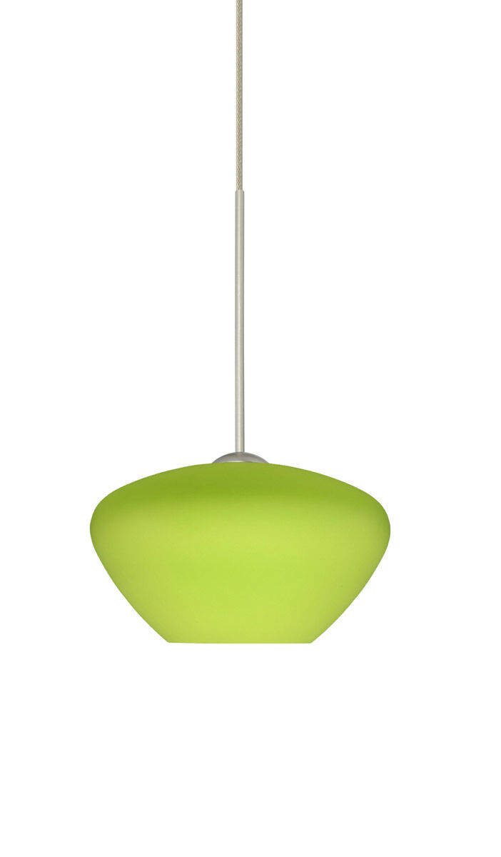 Besa Lighting Peri LED Satin Nickel Pendant Ceiling Light in Chartreuse Glass 1XT-541035-LED-SN - Open Box