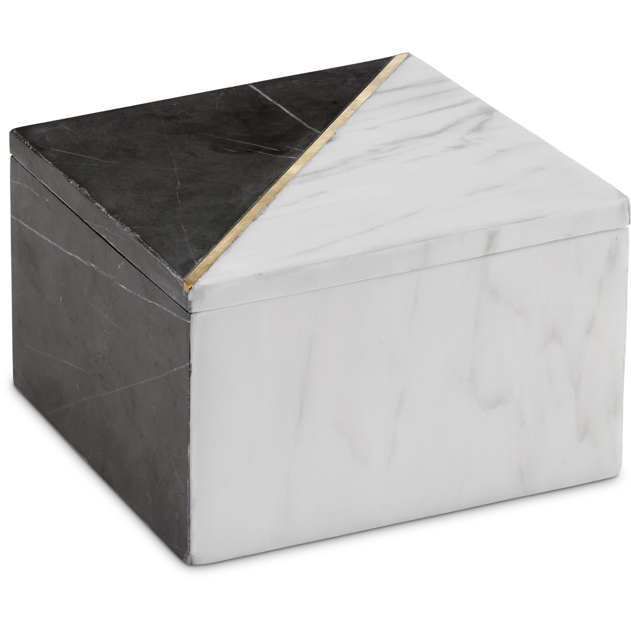 Deena 6 inch White and Black with Brass Marble Box