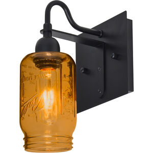 Milo 4 1 Light 6 inch Black Wall Sconce Wall Light in Amber Glass