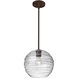 Wave 10 1 Light Bronze Stem Pendant Ceiling Light in Clear Glass