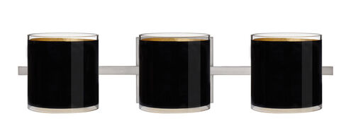 Pogo 3 Light 23 inch Satin Nickel Vanity Lighting Wall Light in Halogen, Black/Inner Gold Foil Glass
