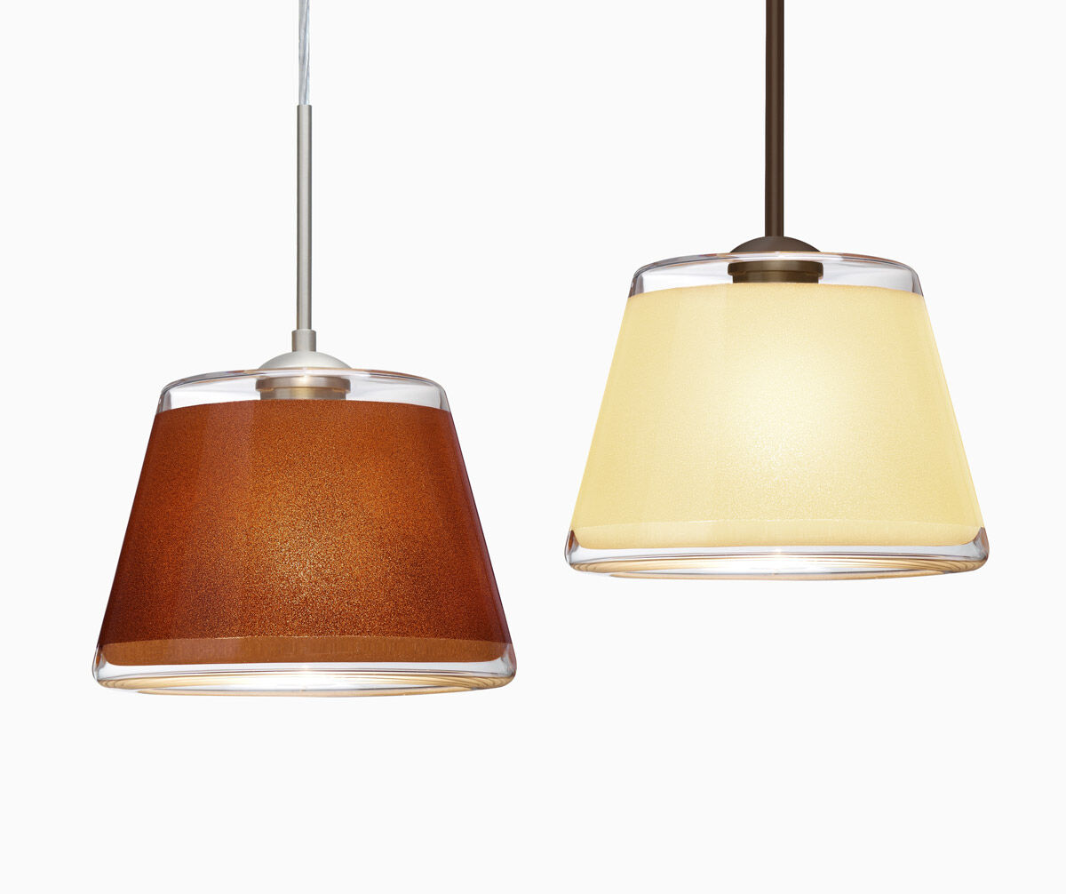 Pica LED Bronze Pendant Ceiling Light in White Sand Glass