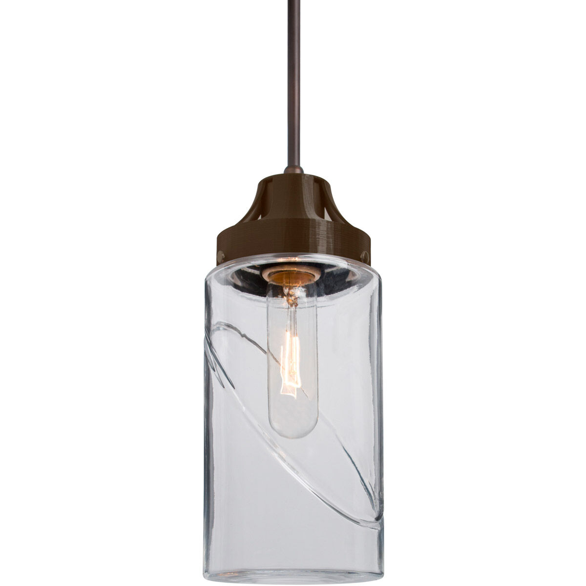 Blink 1 Light Bronze Pendant Ceiling Light in Clear Glass